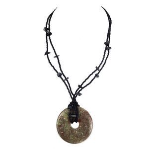 Unakite Stone Donut Pendant Necklace
